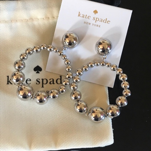 kate spade Jewelry - Kate Spade Beaded Silver Tone Hoop Earrings
